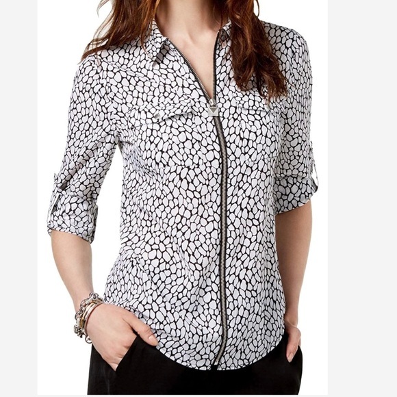 MICHAEL Michael Kors chic printed top Size L - Black and White - Picture 3 of 3